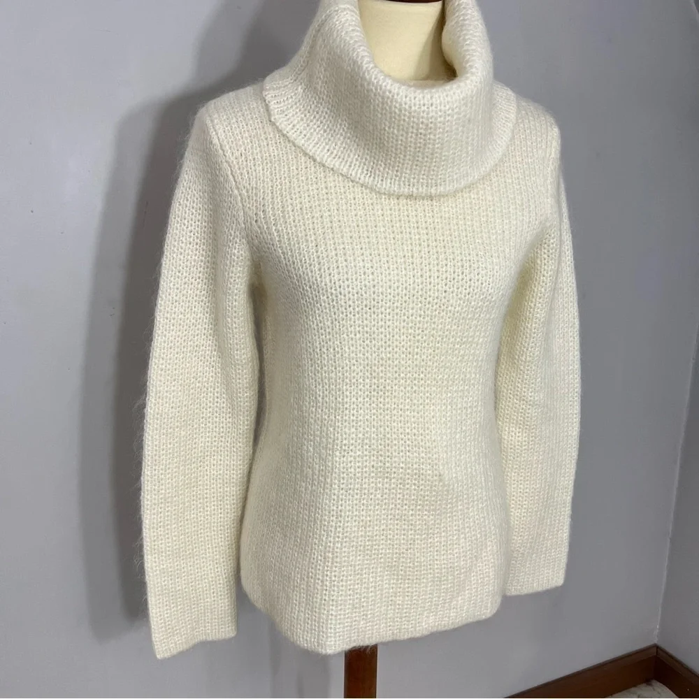 Ralph Lauren Cozy White Turtleneck Sweater Mohair Open Knit Cozy Winter Ski Snow - Picture 9 of 9